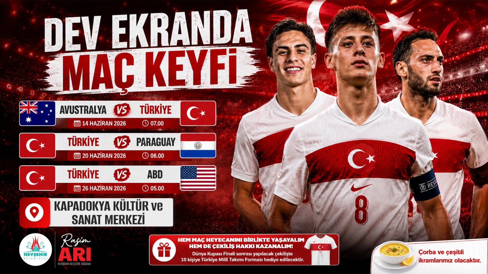 Milli Takım Maçı için Nevşehir’e dev ekran kuruluyor