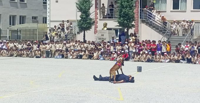 Eğitimli köpek öğrenci ve velileri büyüledi